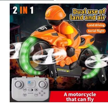 2-in-1 Flying Motorcycle Drone - Land & Air Dual Mode RC Stunt Bike