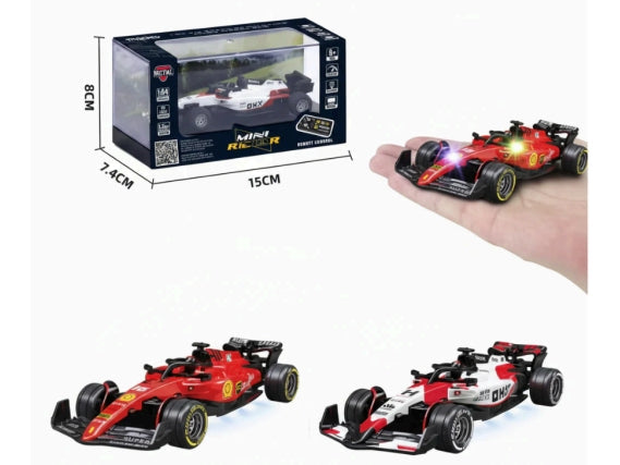 Mini F1 RC Racer - 1:64 Scale Formula 1 Car with LED Lights & Remote Control