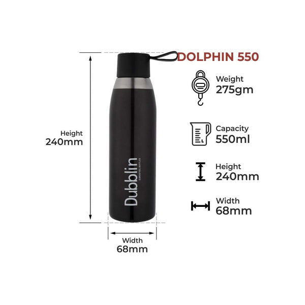 Dubblin Dolphin 550 Vacuum Insulated Steel Water Bottle 550ml