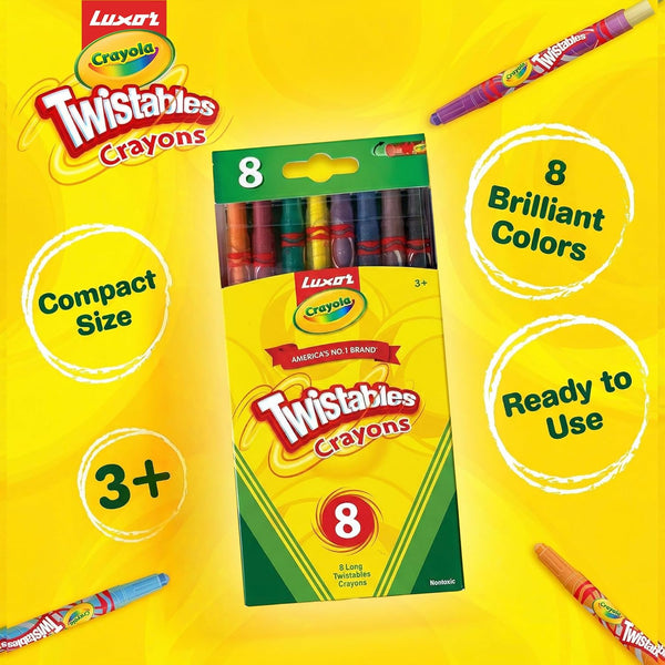 Luxor Crayola Twistables Crayons – 8 Brilliant Colors, No Sharpening!