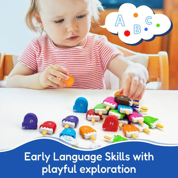 AlphaScoops – Montessori Ice Cream Alphabet Matching Game | 52 Pcs, 26 Letters & Words