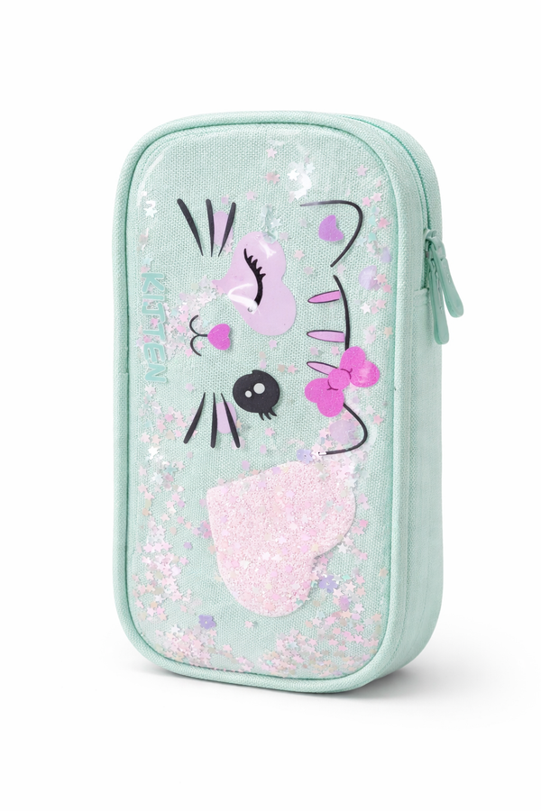 Cute Cat Glitter Pencil Case
