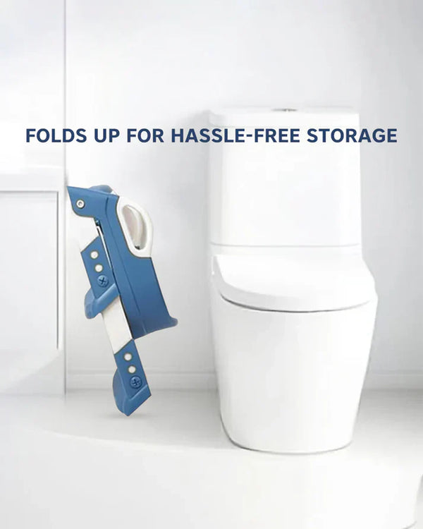 Hopop Step Up Ladder Potty Training Seat - With 6-Level Adjustable Ladder & Soft Cushion - Grey - 1 to 7 Years