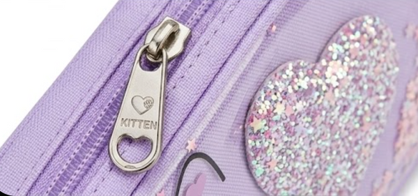 Kitten Pencil Case with Glitter Heart