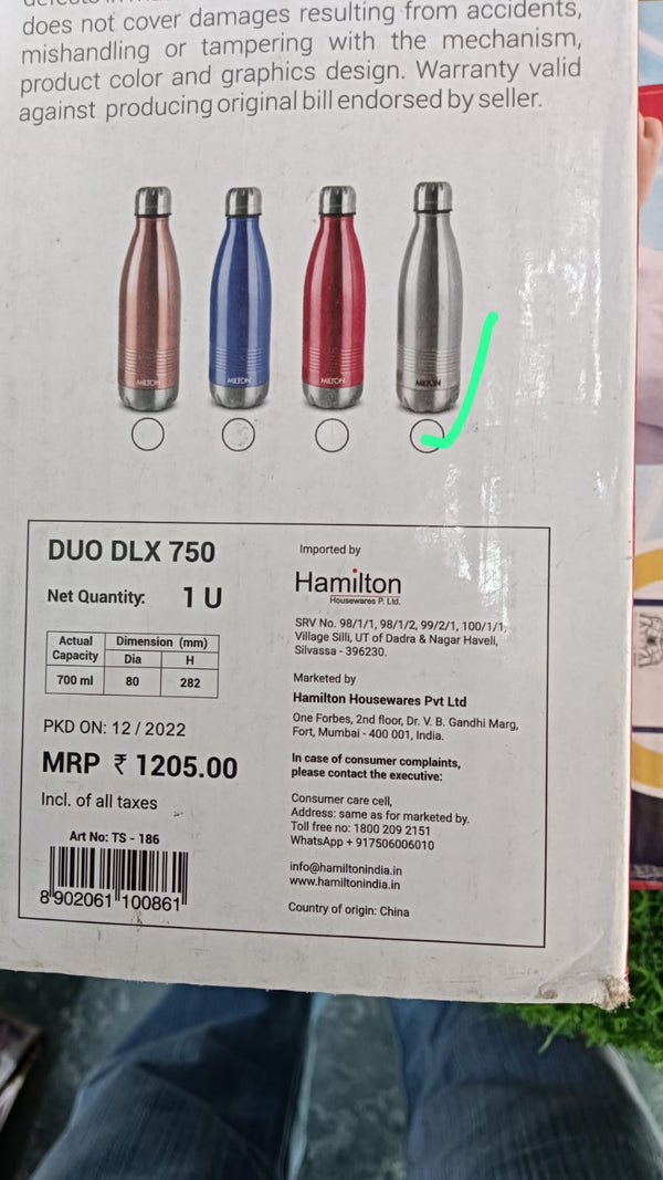 Milton Duo DLX 750 Vacuum Insulated Water Bottle 700ml