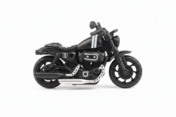 Fathomless all black cruiser motorcycle side view white background
