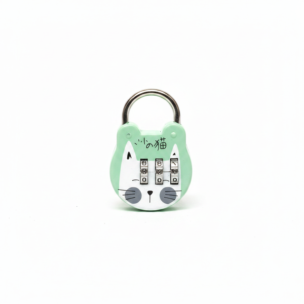 Cute Cat Mini Combination Padlock - White Background