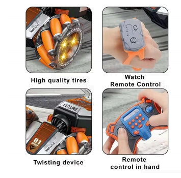 Future RC Stunt Car - Gesture Sensing Watch Remote Control with LED Lights