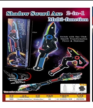 Shadow Sword Axe 2-in-1 - Sound & Light Interstellar Battle Blade with Mist Effect