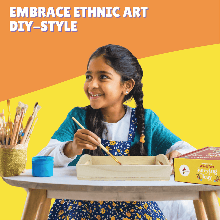 Paint Your Own Warli Art Serving Tray by Kalakaram