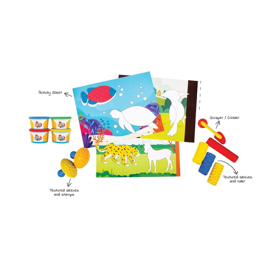 Funskool Fun Doh Roll & Stamp Set - 4 Tubs (Animals Theme)