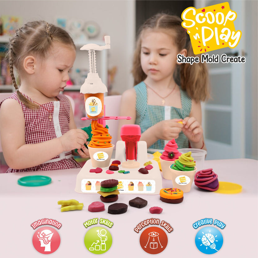 Scoop n Play Ice Cream Dough Playset - Shape Mold Create