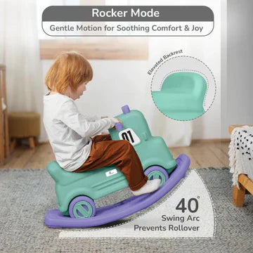 3-in-1 Baby Ride-On Rocker & Balance Board - Mint Green Purple