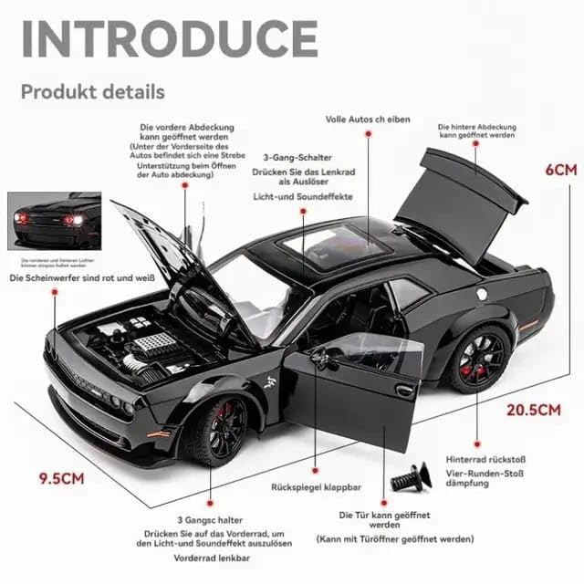Dodge Challenger SRT diecast rear trunk