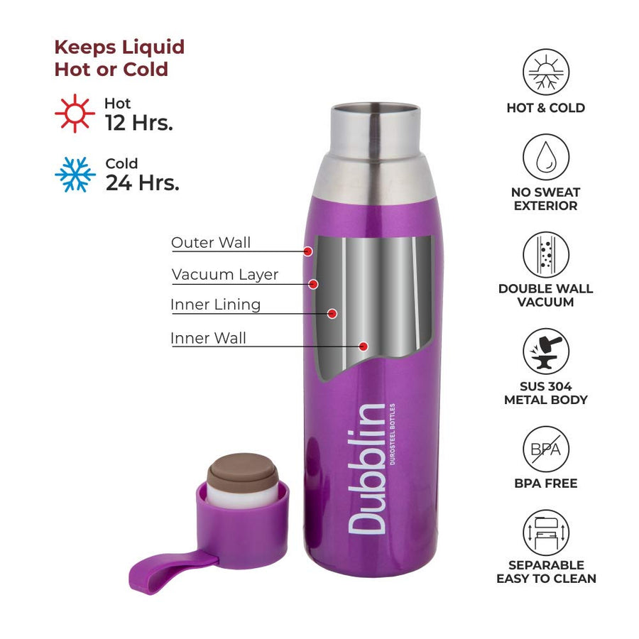 Dubblin Dolphin 750 Vacuum Insulated Steel Water Bottle 750ml