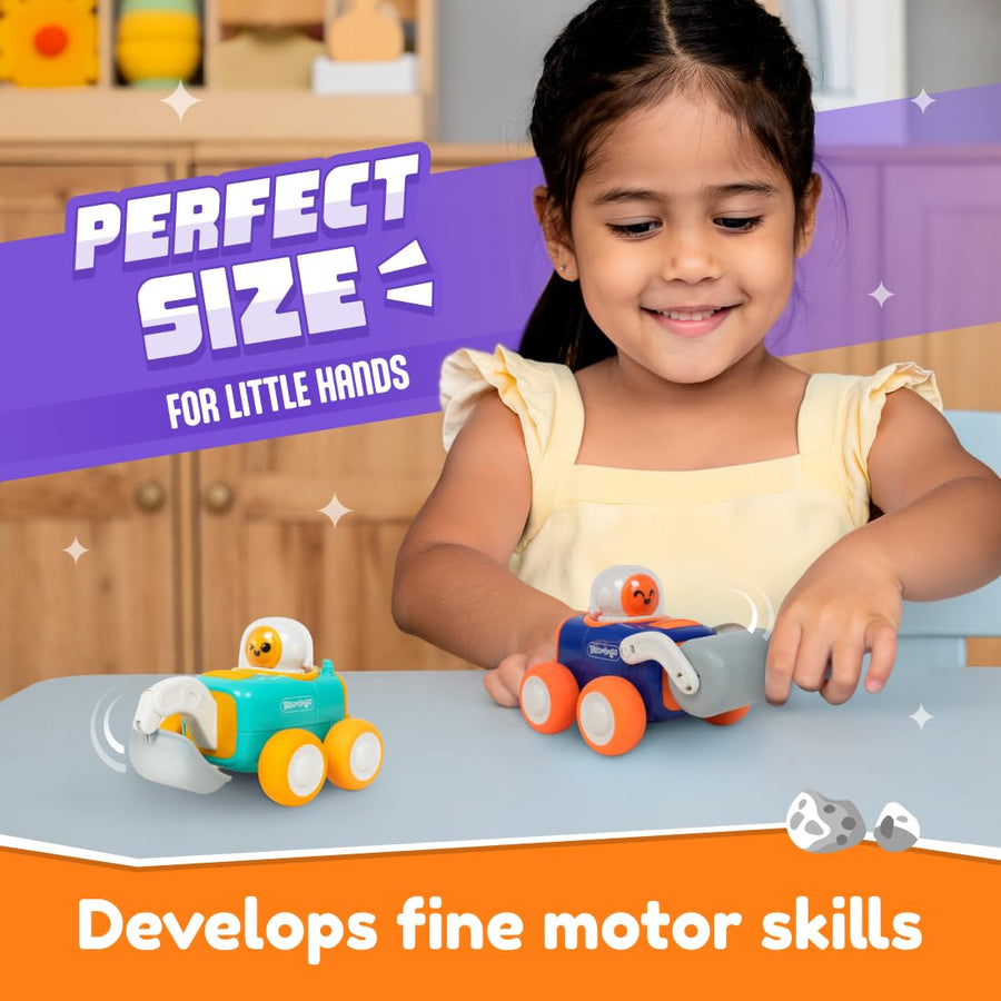 Bloomingo Astro Diggers Push & Go Cars – No Battery Toy for Kids 3+