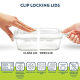 Borosil 320ml Microwavable Glass Lunch Box Set of 3 Square with Lunch Bag
