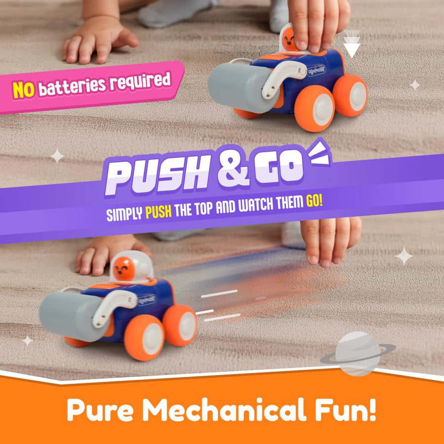 Bloomingo Astro Diggers Push & Go Cars – No Battery Toy for Kids 3+