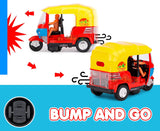 Auto Rickshaw Toy with Pullback Action Bump & Go Auto Rickshaw Kids Toys with Lights & Music Sound Toy Battery Operated Toys for Kids