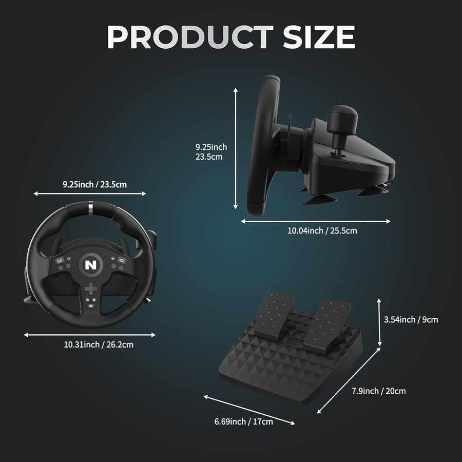 Nitho Drive Pro V200 Gaming Steering Wheel with Pedals and Integrated Gear Shifter, 270° Racing Wheel for PC, PS4, Xbox One & Xbox Series X|S, Switch & Switch 2, Driving Car Simulator with Vibration