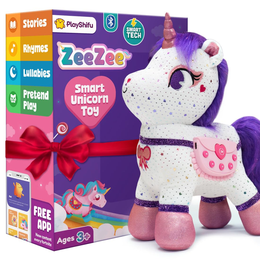 PlayShifu ZeeZee Smart Unicorn Toy - Interactive Storyteller with 100+ Stories, Rhymes & Songs