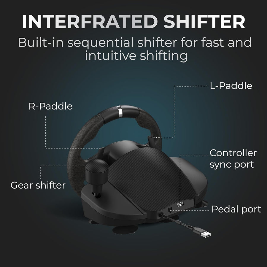 Nitho Drive Pro V200 Gaming Steering Wheel with Pedals and Integrated Gear Shifter, 270° Racing Wheel for PC, PS4, Xbox One & Xbox Series X|S, Switch & Switch 2, Driving Car Simulator with Vibration