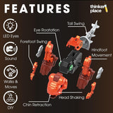 Thinker Place STEAM Learn About Gears - Build Your Own T-Rex Dinosaur Robot with LED Eyes, Sound & AR Experience for Kids 6+