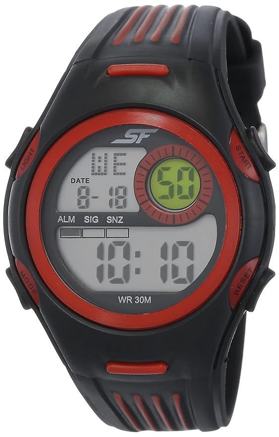 SF by Sonata Digital Sports Watch – Black & Red