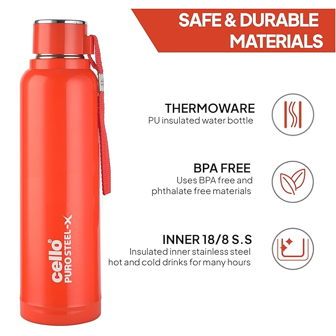 Cello Puro Steel-X Vacuum Insulated Water Bottle 650ml