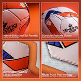 Nivia Shining Star Stitched Football – Size 5 | White-Orange-Blue | Made in India