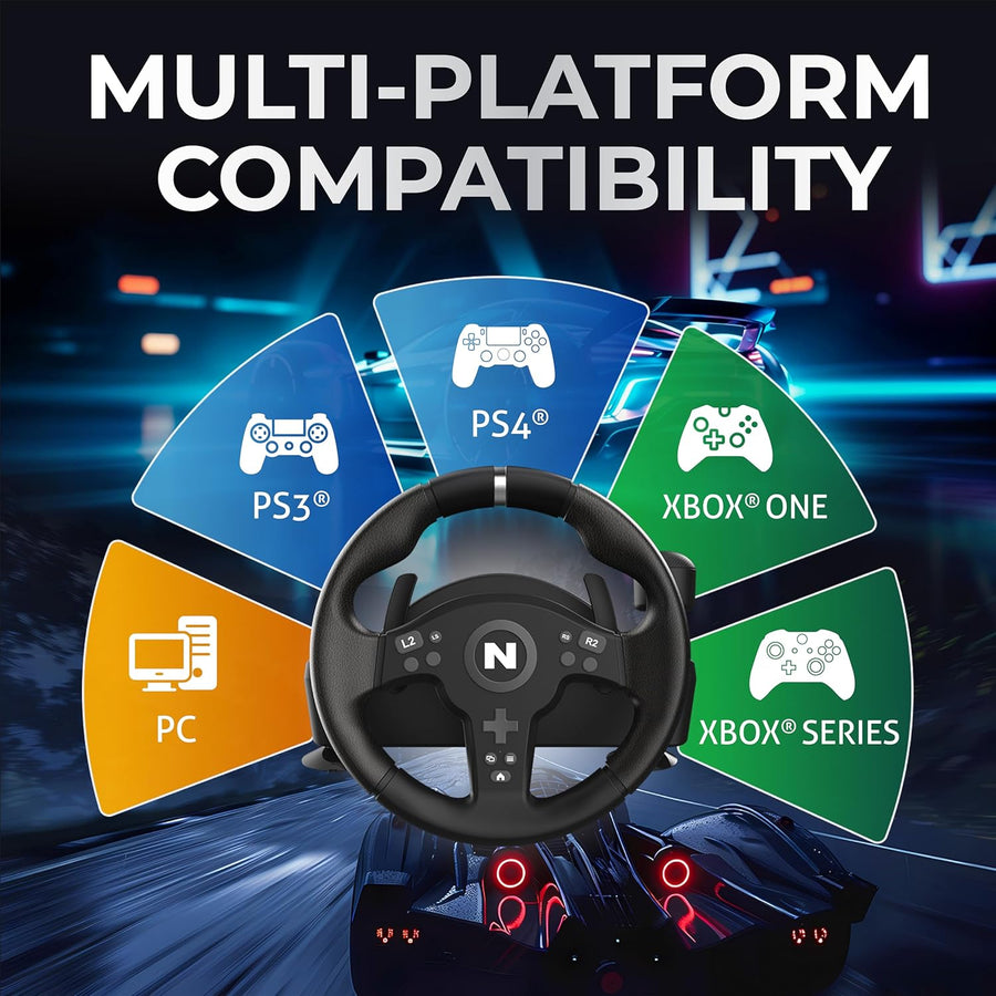 Nitho Drive Pro V200 Gaming Steering Wheel with Pedals and Integrated Gear Shifter, 270° Racing Wheel for PC, PS4, Xbox One & Xbox Series X|S, Switch & Switch 2, Driving Car Simulator with Vibration