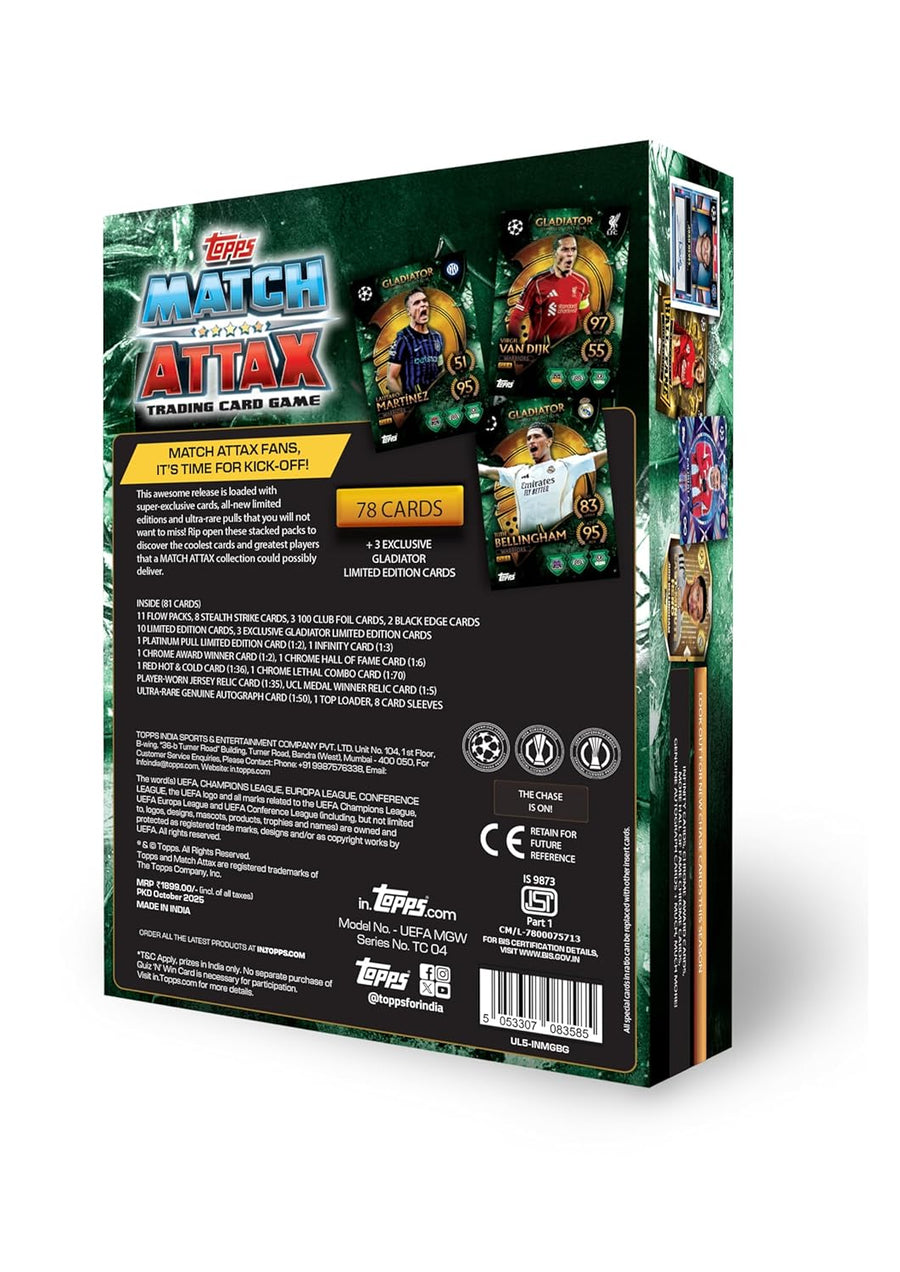Topps Match Attax Gladiators Warriors Mega Pack #2 – Season 2025/26 | 81 Cards with 3 Exclusive Gladiator LE Cards