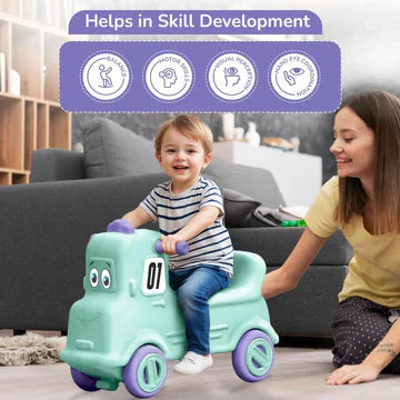 3-in-1 Baby Ride-On Rocker & Balance Board - Mint Green Purple