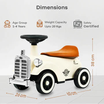 R for Rabbit Vintage Push Ride-On Car - Cream Brown