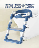 Hopop Step Up Ladder Potty Training Seat - With 6-Level Adjustable Ladder & Soft Cushion - Grey - 1 to 7 Years