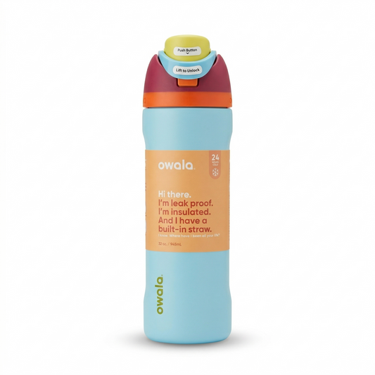 Owala FreeSip Insulated Water Bottle 32oz – Sky Blue/Orange