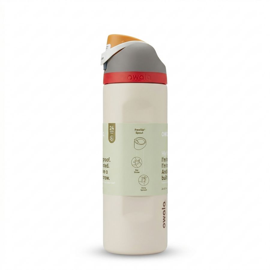 Owala FreeSip Insulated Water Bottle 24oz – Cream/Red
