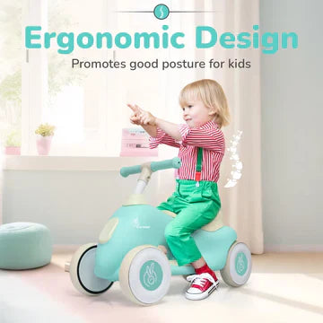 R for Rabbit Baby Balance Bike - Green Cream | 135° Steering, ABEC Bearing & Wide TPE Wheels