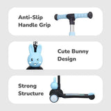 R for Rabbit Road Runner Bunny Kick Scooter - Black Blue