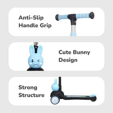 R for Rabbit Road Runner Bunny Kick Scooter - Black Blue