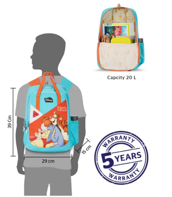 Disney Winnie the Pooh Kids School Backpack - Blue/Orange