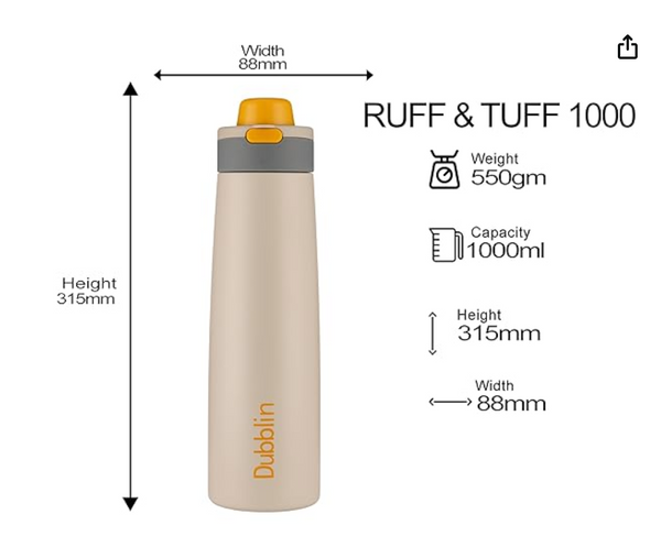 Dubblin Ruff & Tuff 1000 Stainless Steel Vacuum Bottle 1L