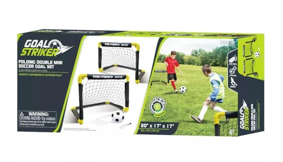 Goal Striker Folding Double Mini Soccer Goal Set