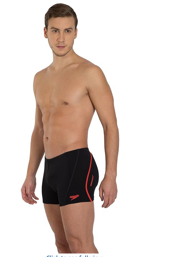 Speedo AM ESS Splice Aquashort – Men's Swimwear | Black/Red | Size 42