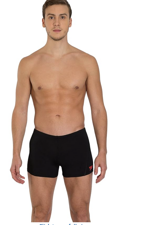 Speedo AM ESS Splice Aquashort – Men's Swimwear | Black/Red | Size 42