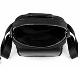Men's Black Leather-Style Crossbody Messenger Bag