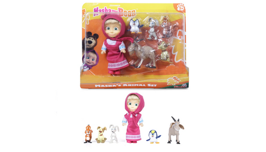 Masha and the Bear – Masha's Animal Set with 6 Animal Figures