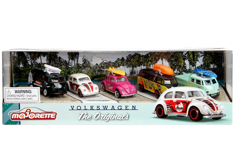 Majorette Volkswagen The Originals Gift Set – 5 Die-Cast Toy Cars with Rotating Wheels