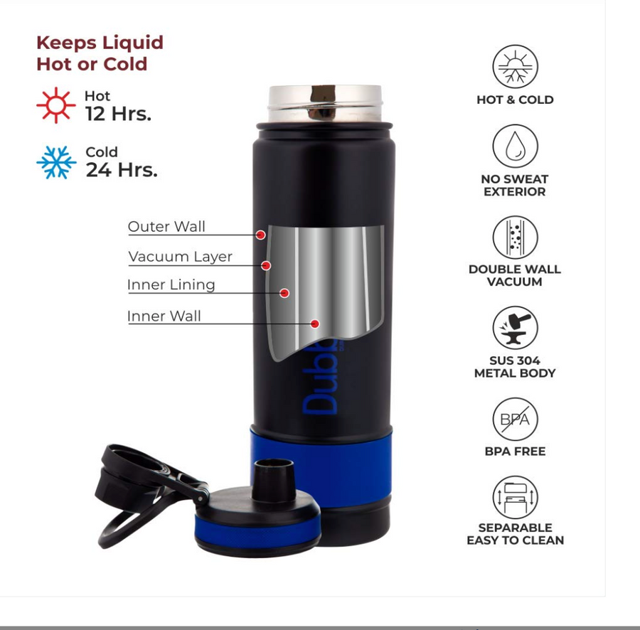Dubblin Trump 1000 Stainless Steel Water Bottle – 1000ml, Hot 12Hrs Cold 24Hrs, BPA Free