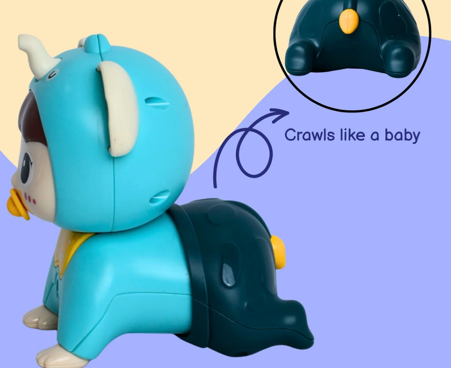 TakTak Toys Crawl Pal – Crawling Baby Elephant Toy with Colourful LED Projection